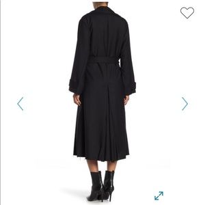 Nili Lotan black wool trench coat frayed bottom